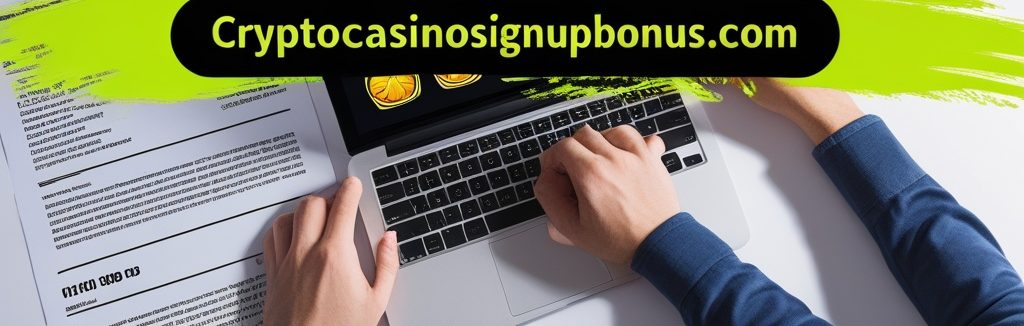 Pages of printed bonus terms spread out beside a laptop keyboard